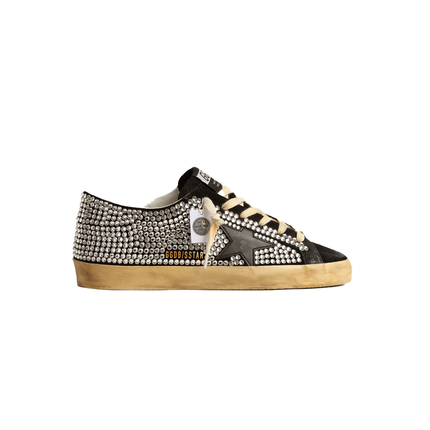 Golden Goose Super-Star LTD with Swarovski crystals and black leather