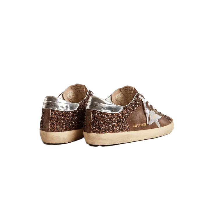 Golden Goose Super-Star LTD in brown glitter and suede with leather star