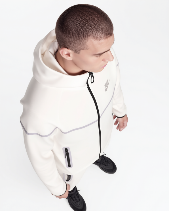 Nike Tech Fleece White Reflective Full Zip Windrunner Tracksuit